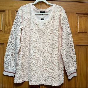 Lane Bryant Blush Pink Lace Overlay long Sleeve Top Size 18/20 NWT